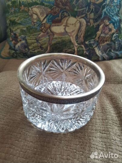 Конфетница хрусталь с мельхиором СССР