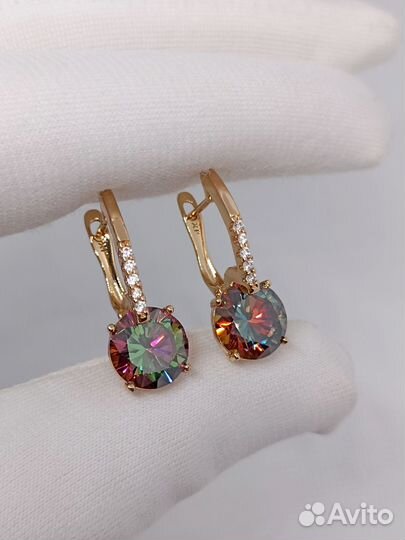 Серьги с фианитами золото медицинское