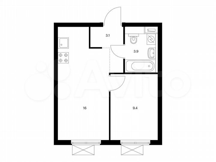 1-к. квартира, 32,4 м², 11/25 эт.