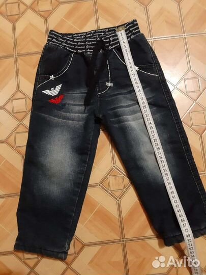 Джинсы утепленные б/у,р.86-92