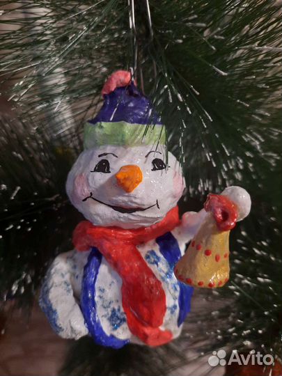 Ватная ёлочная игрушка Снеговик