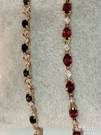 Золотой браслет бриллианты, сапфиры, гранаты