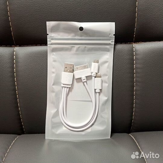 Кабель 3в1 USB - microUSB/Lightning/iPhone 30-pin
