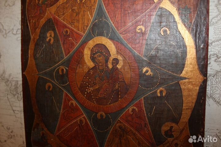 Старинная икона Неопалимая Купина 49*35 золото