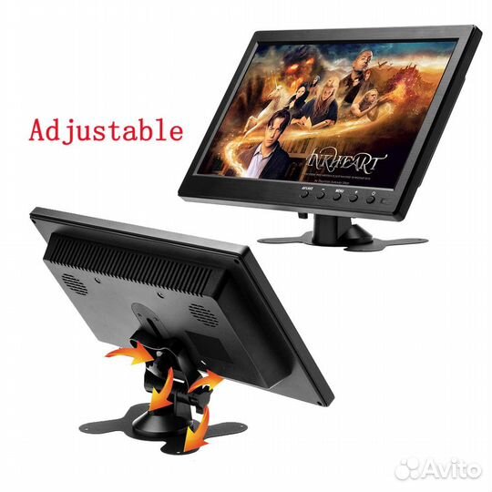 Монитор 10,1 дюйма с Hdmi, VGA, RCA (новый)