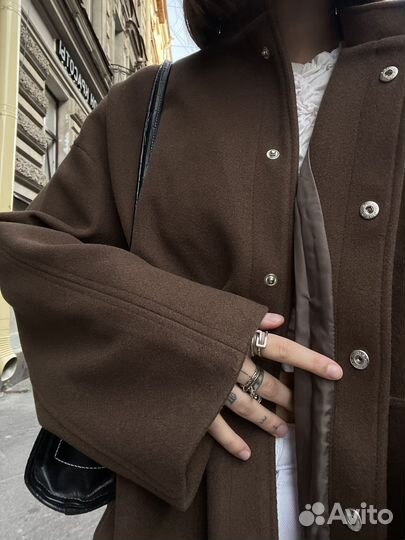 Бомбер шерстяной коричневый