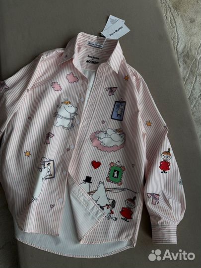 Рубашка acne studios голубая, розовая