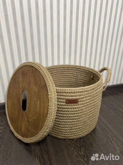 Большая корзина из джута / корзина для белья