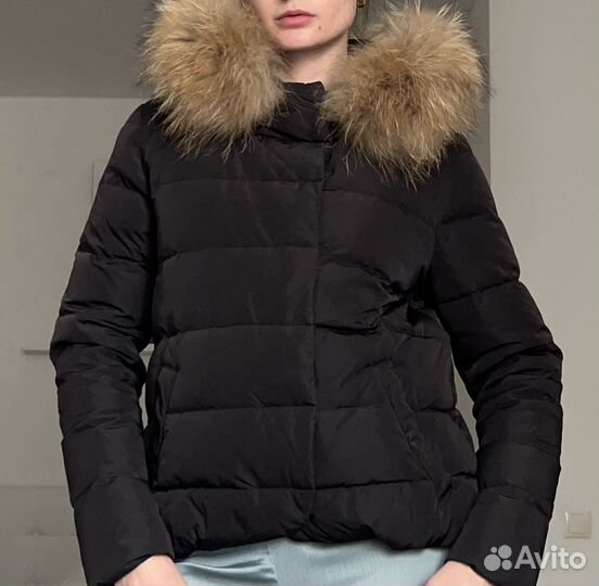 Пуховик Missfofo пух/перо и воротник чернобурка