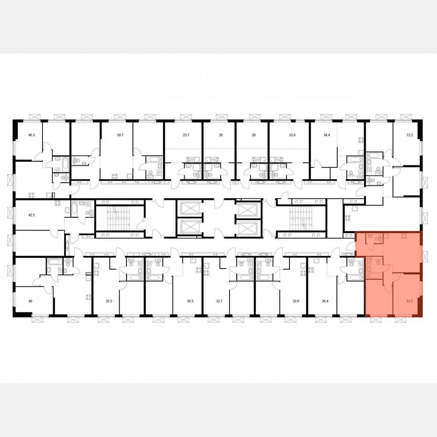 2-к. квартира, 50 м², 26/38 эт.