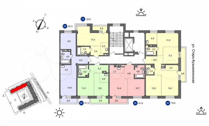 4-к. квартира, 78 м², 7/10 эт.