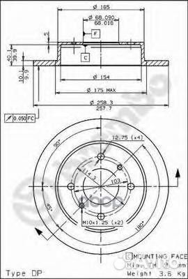 Диск тормозной Standard зад 08544310 Brembo