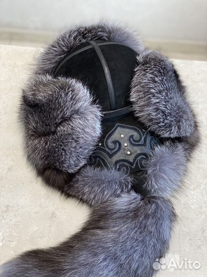 Шапка Малахай с хвостом чернобурка