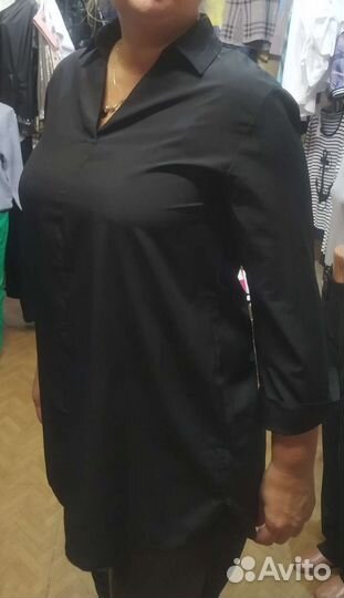 Блуза, рубашка черная двойка 50, 52, 54
