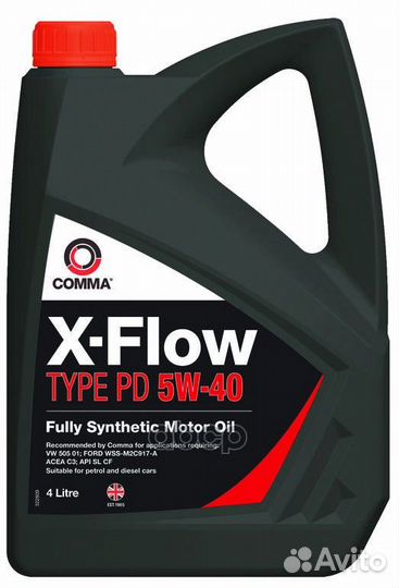 Comma 5W40 X-flow type PD (4L) масло моторное