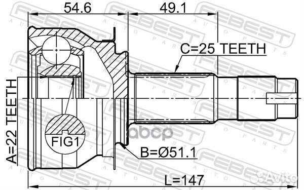 1010-CBT febest ШРУС наружный 1010CBT Febest