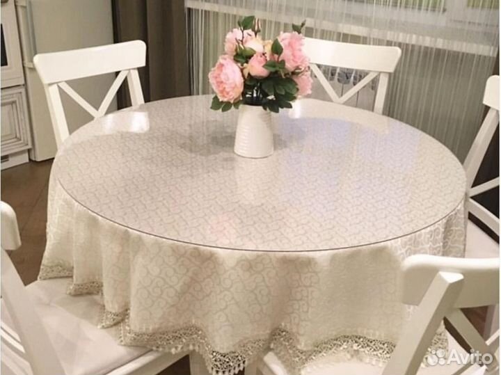 Гибкое стекло на стол круг 120 см и другие размеры