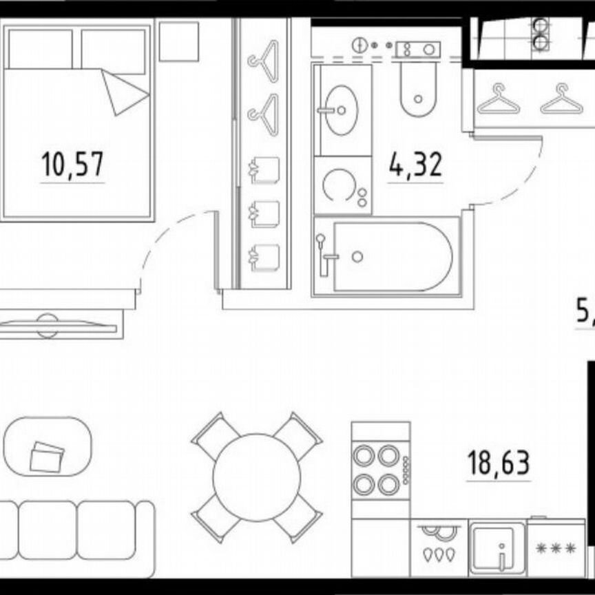 1-к. квартира, 38,7 м², 3/8 эт.