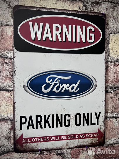 Декор на стену Warning Parking Only Ford