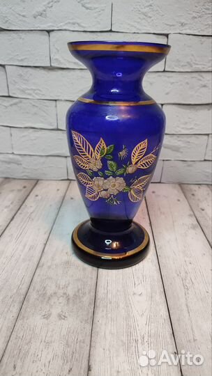 Ваза Синие Стекло Чехословакия Винтаж