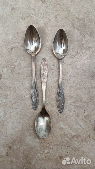 Мельхиоровые ложки вилки с позолотой б/у