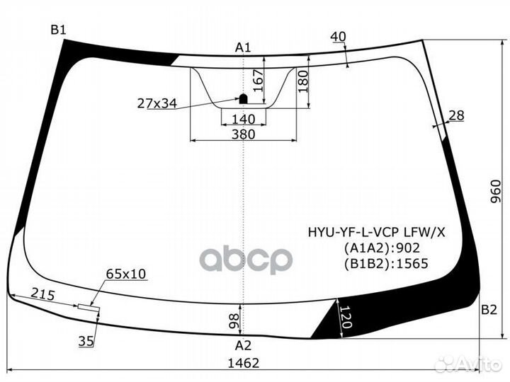 Стекло лобовое Hyundai Sonata 09-14 HYU-YF-L-VC