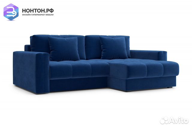 Диван угловой тик-так Монарх темно-синий