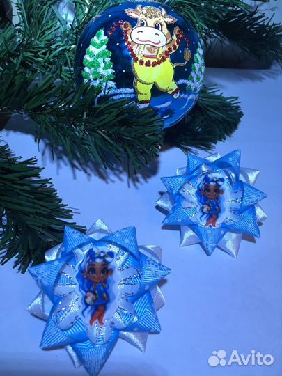 Резинки и бантики для волос к новому году