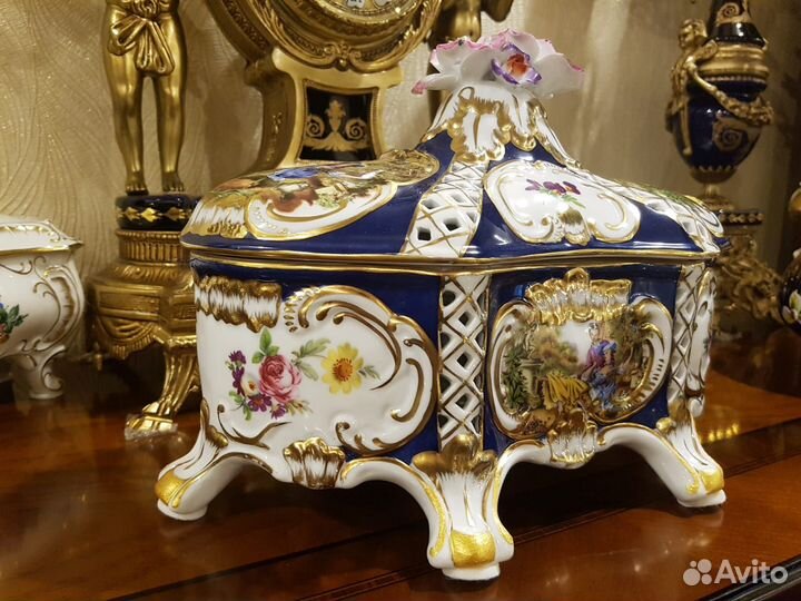 Шкатулка-ларец фарфор Limoges France Большая Антик