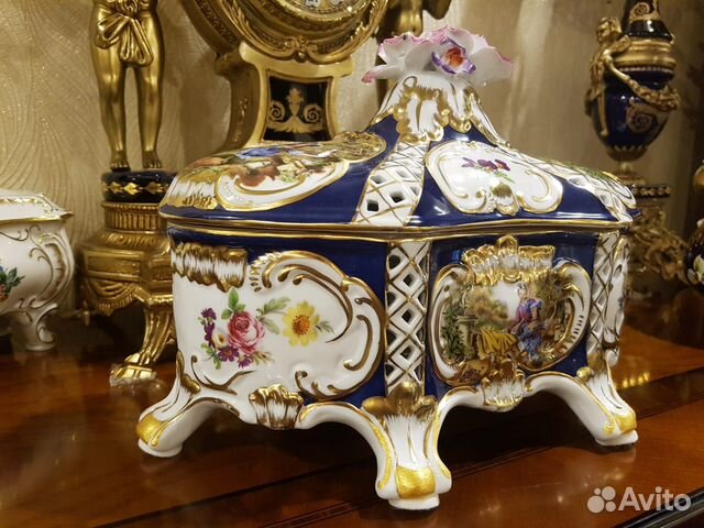 Шкатулка-ларец фарфор Limoges France Большая Антик
