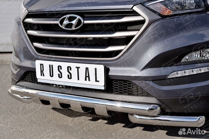 Hyundai Tucson 2015-Защита переднего бампера+клыки