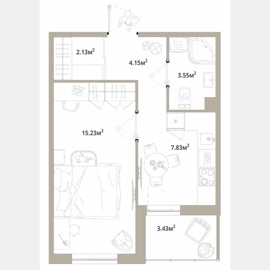 1-к. квартира, 34,6 м², 2/12 эт.