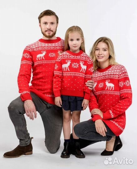 Семейный комплект свитеров бренда Тёплые звери 9шт