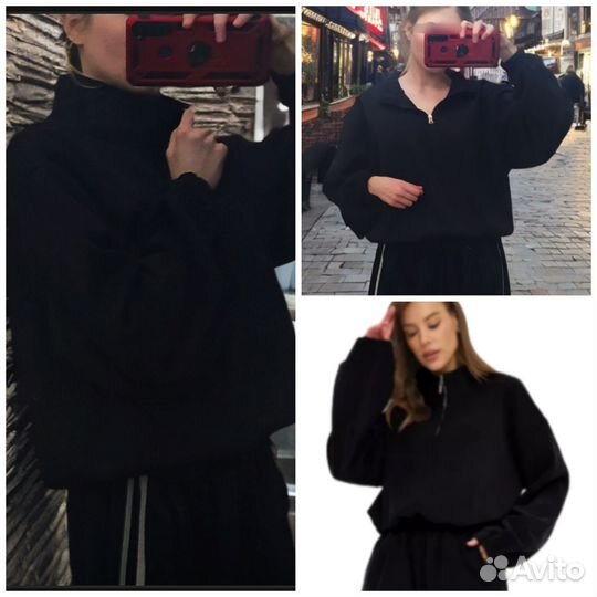 Новая толстовка худи с горлышком на молнии