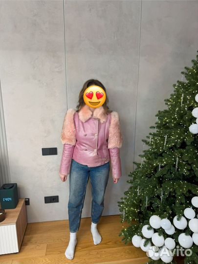 Дублёнка жеснкая из ягненка с песцом (крашенная)