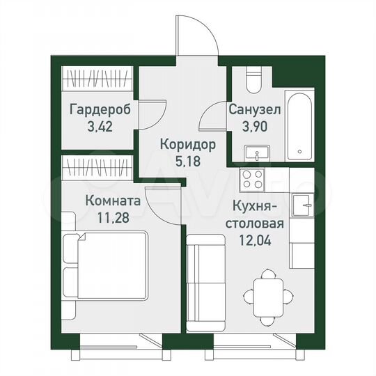 1-к. квартира, 35,8 м², 3/3 эт.