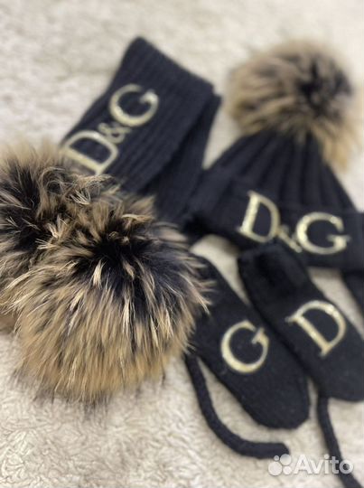 Комплект зимний шапка+шарф+варежки