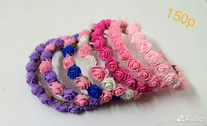 Ободок с цветами из фоамирана