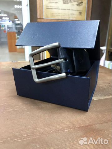 Ремень кожаный синий новый