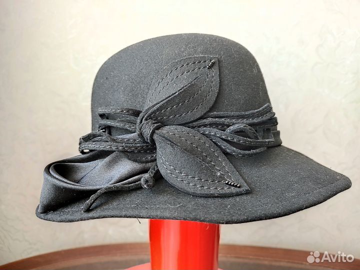 Шляпа фетровая. Шерсть 100. Цвет - черный
