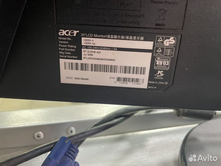 Монитор acer v203h