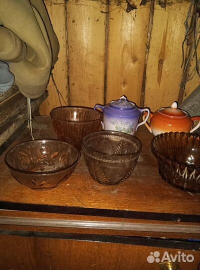 Посуда из цветного стекла СССР