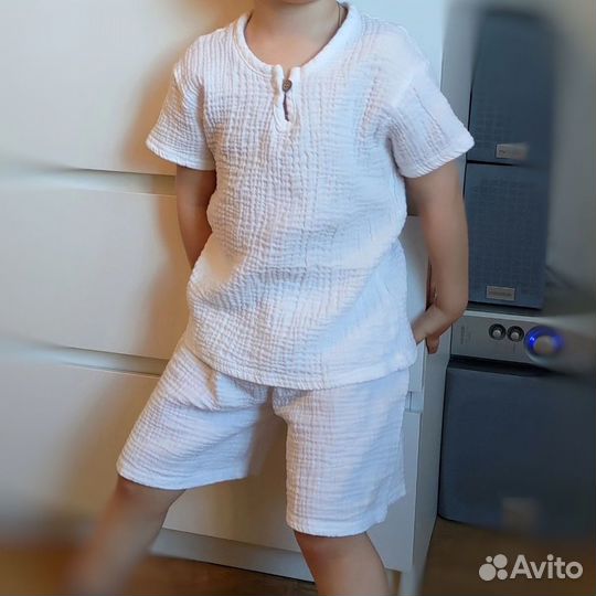 Детский муслиновый костюм рубашка и шорты