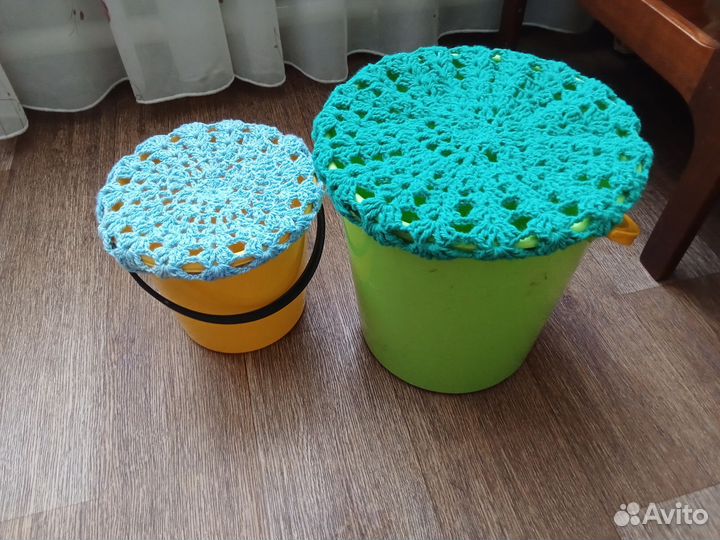 Вязаные кружки, колпаки, крышки на ведра