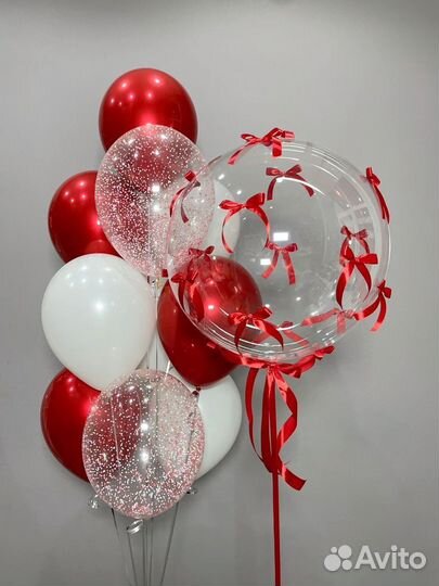 Гелевые шары с бантиками на день рождения