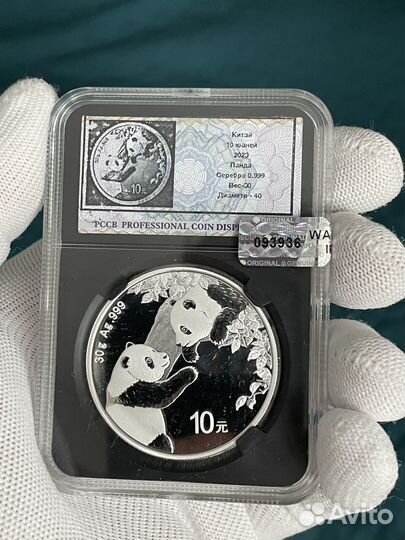 Китай 10 юаней, 2023 панда Серебряная