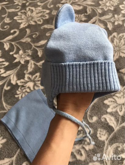 Шапка для мальчика 3-6 мес и снуд amarobaby