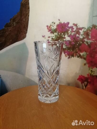 Большая хрустальная ваза под цветы. СССР