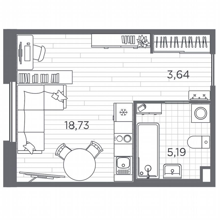 Квартира-студия, 27,6 м², 2/5 эт.