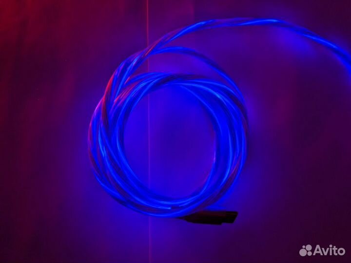 Type C, 2 Метра, светящийся провод,провод зарядки